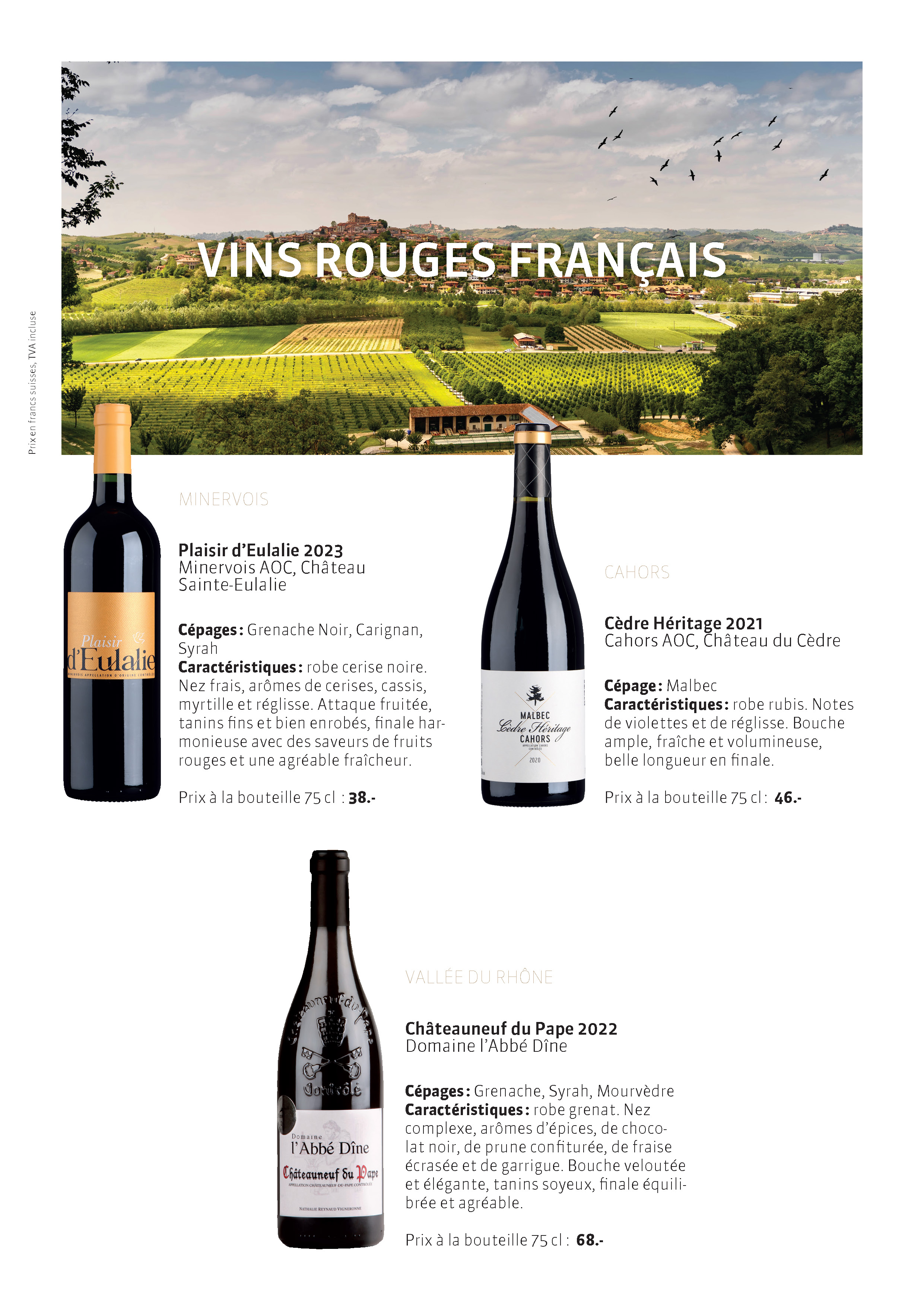 Carte des vins rouges français - Page 1