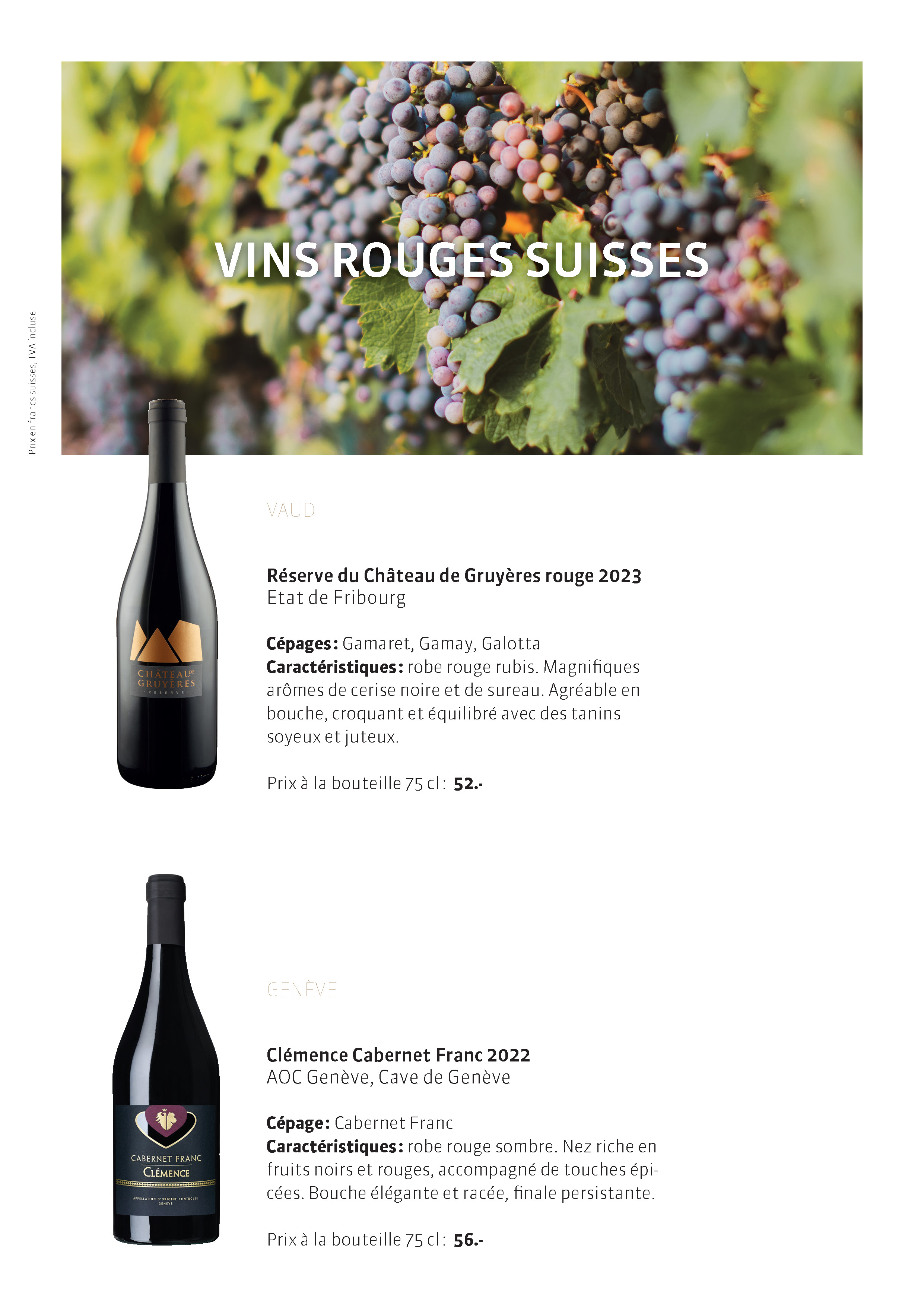Carte des vins rouges suisses - Page 1